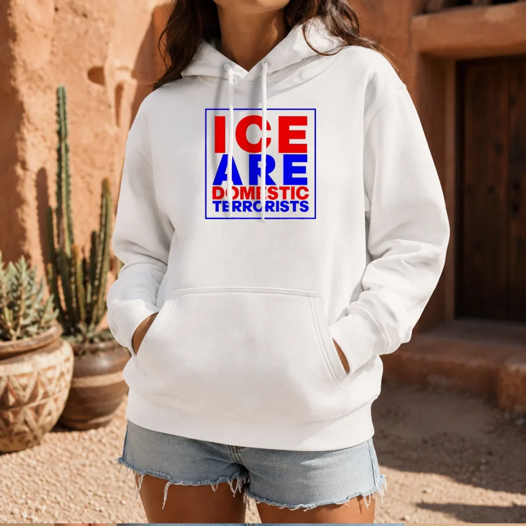 top-ice-are-domestic-terrorists-hoodie Top ICE Are Domestic Terrorists Hoodie in black with bold white text on front, displayed on a flat lay background