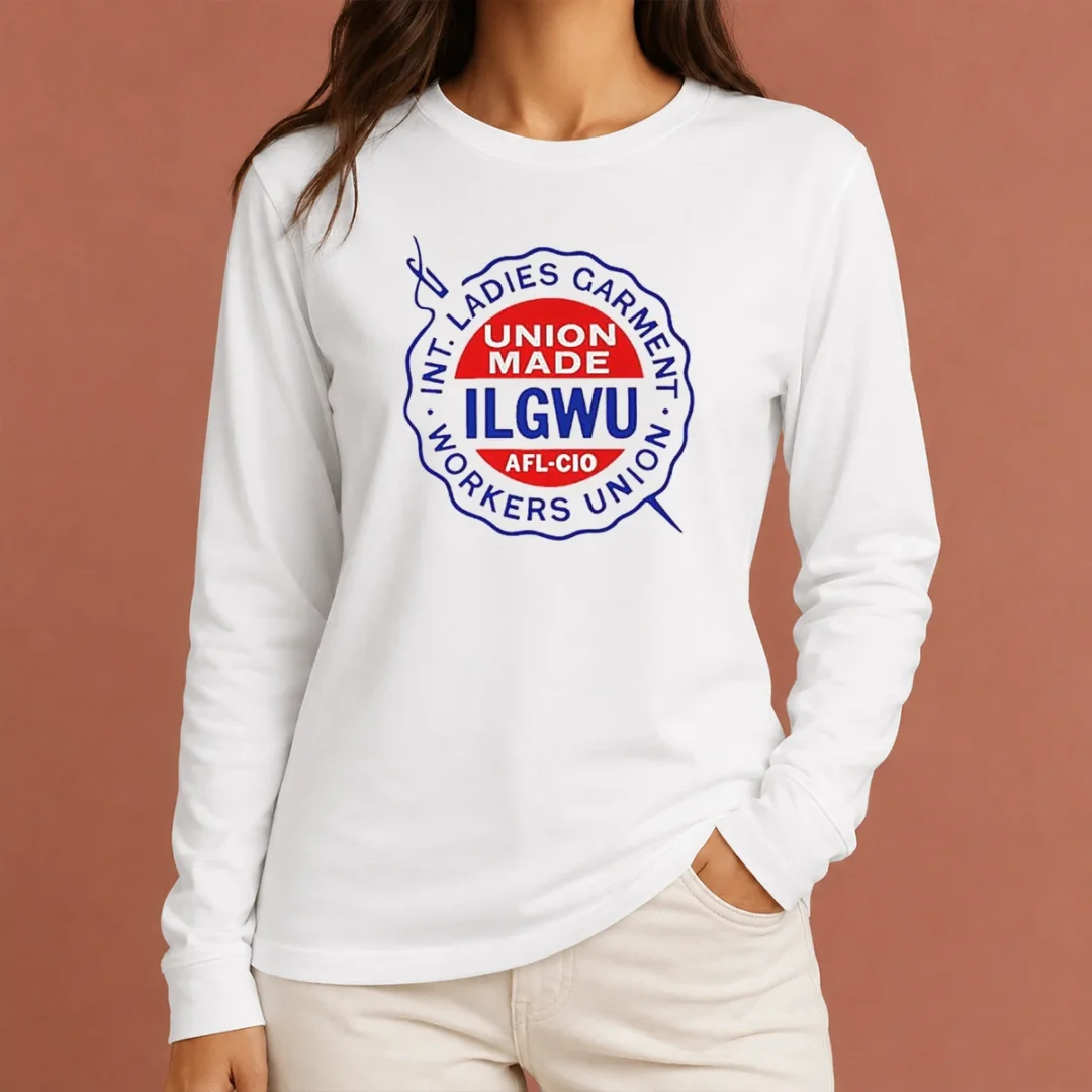 top-international-ladies-garment-workers-union-ilgwu-union-made-afl-cio-long-sleeve-shirt Top International Ladies Garment Workers Union ILGWU Union Made Afl Cio long sleeve shirt in classic fit with crew neckline