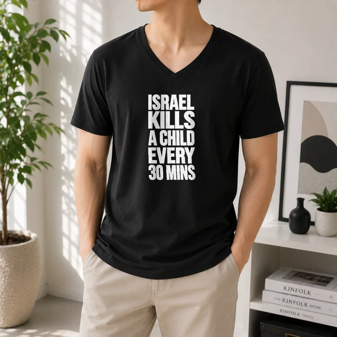 top-israel-kills-a-child-every-30-mins-human-rights-v-neck-shirt Top Israel Kills A Child Every 30 Mins Human Rights V-Neck Shirt