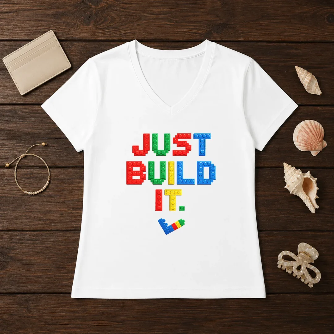 top-just-build-it-master-builder-building-block-v-neck-shirt Top Just Build It Master Builder Building Block V-Neck Shirt