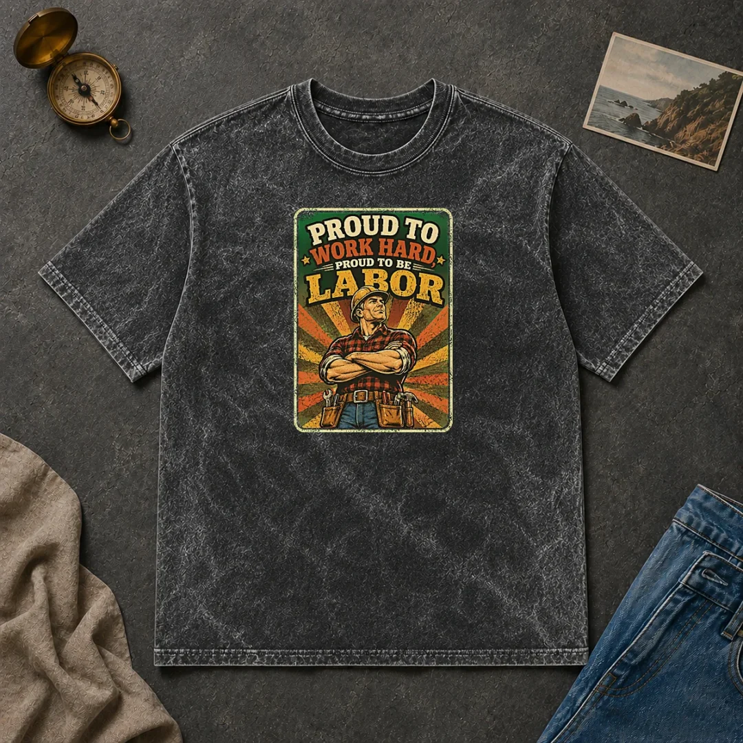 Top Labour Day Proud Blue Collar Worker Vintage Washed T Shirt Top Labour Day Proud Blue Collar Worker Vintage Washed T-Shirt