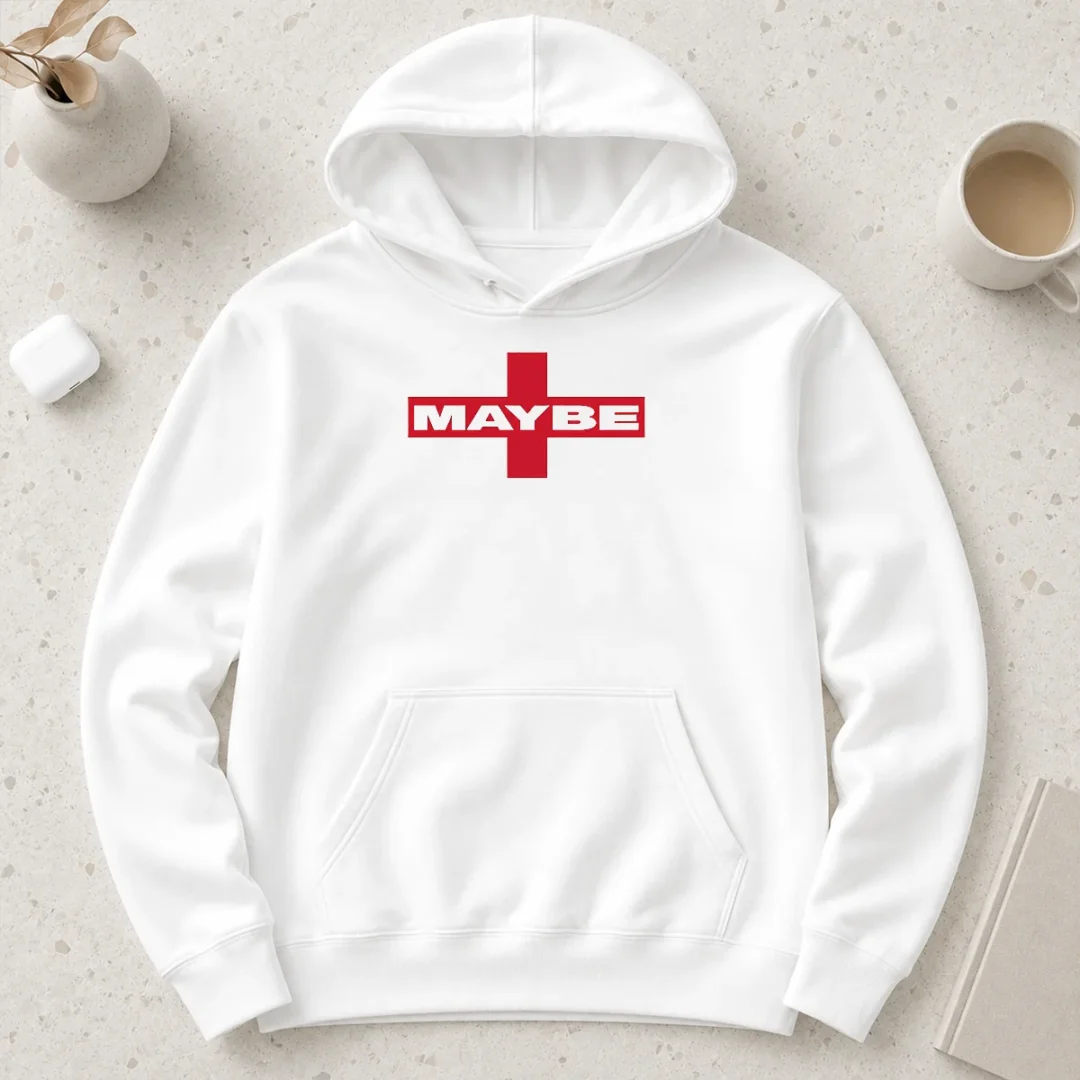 top-maybe-mib-minimalist-hoodie Top Maybe Mib Minimalist Hoodie in charcoal gray with front pocket and drawstring hood