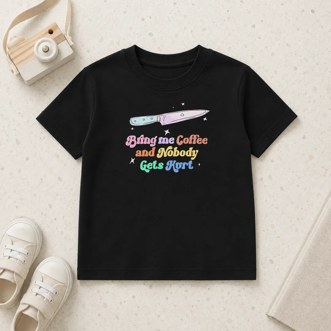 top-nice-bring-me-coffee-and-nobody-gets-hurt-caffeine-kids-t-shirt Top Nice Bring Me Coffee And Nobody Gets Hurt Caffeine Kids T-Shirt