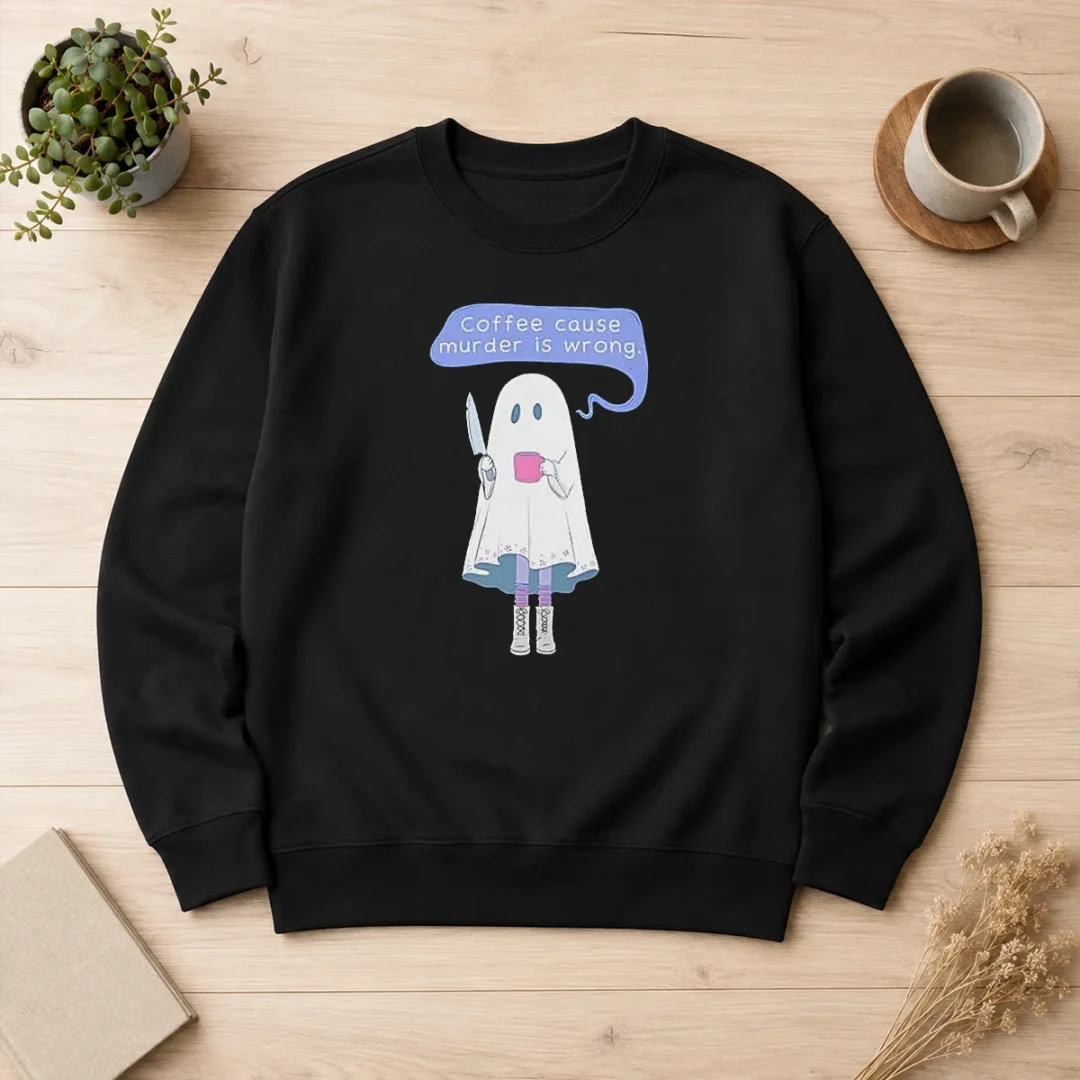 top-nice-ghost-holding-coffee-cause-murder-is-wrong-sweater Top Nice Ghost Holding Coffee Cause Murder Is Wrong Sweater