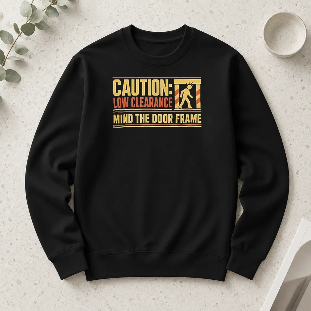 top-official-caution-low-clearance-mind-the-door-frame-long-sleeve-shirt Top Official Caution Low Clearance Mind The Door Frame Long Sleeve Shirt