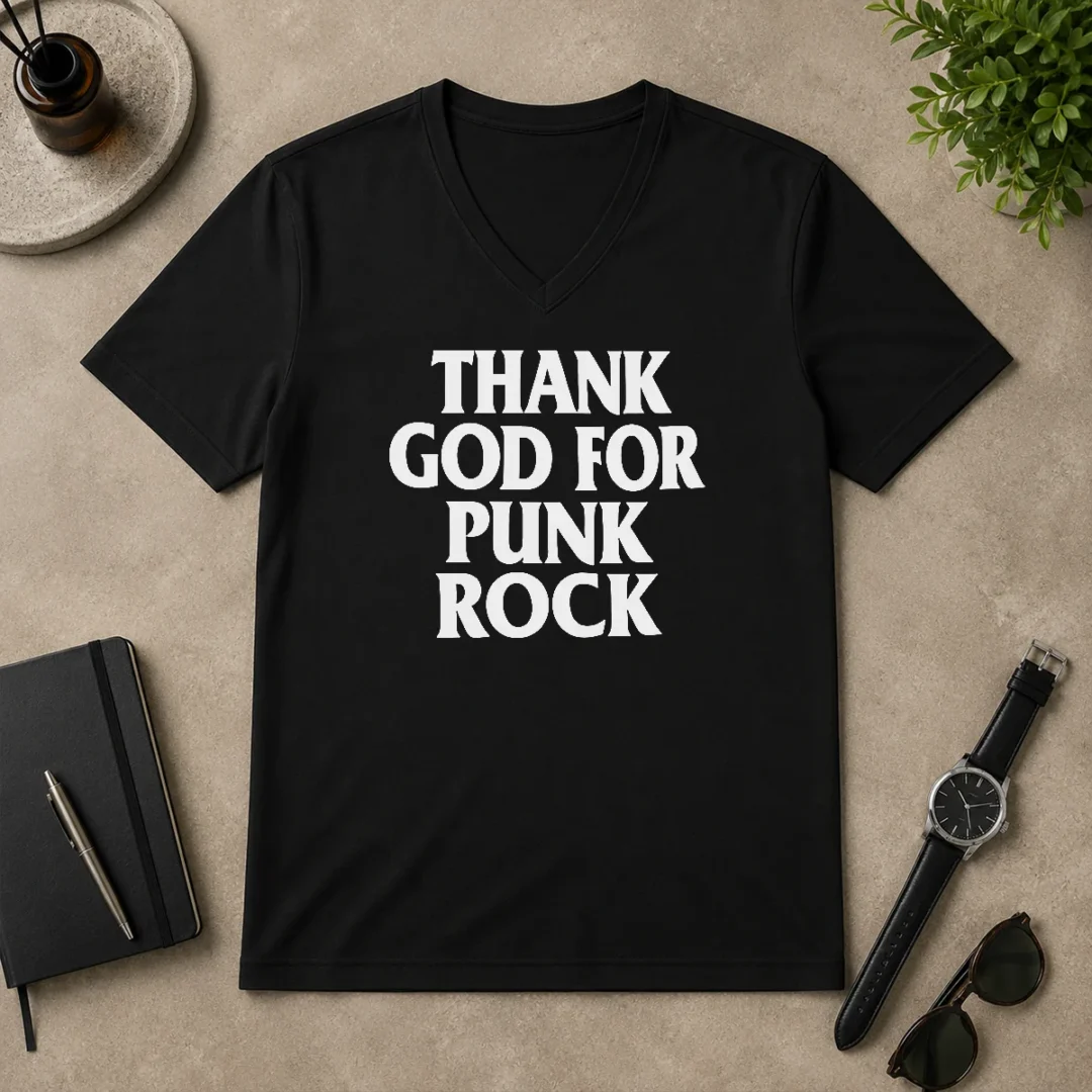 Top Official Thank God For Punk Rock Music Lover Band V Neck Shirt Top Official Thank God For Punk Rock Music Lover Band V-Neck Shirt
