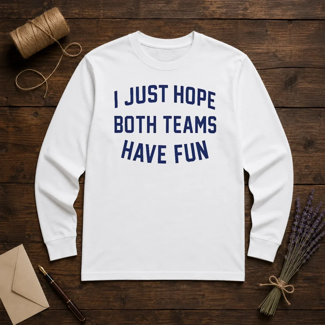 top-post-malone-i-just-hope-both-teams-have-fun-long-sleeve-shirt-1 Top Post Malone I Just Hope Both Teams Have Fun long sleeve shirt in black, front view with printed text design