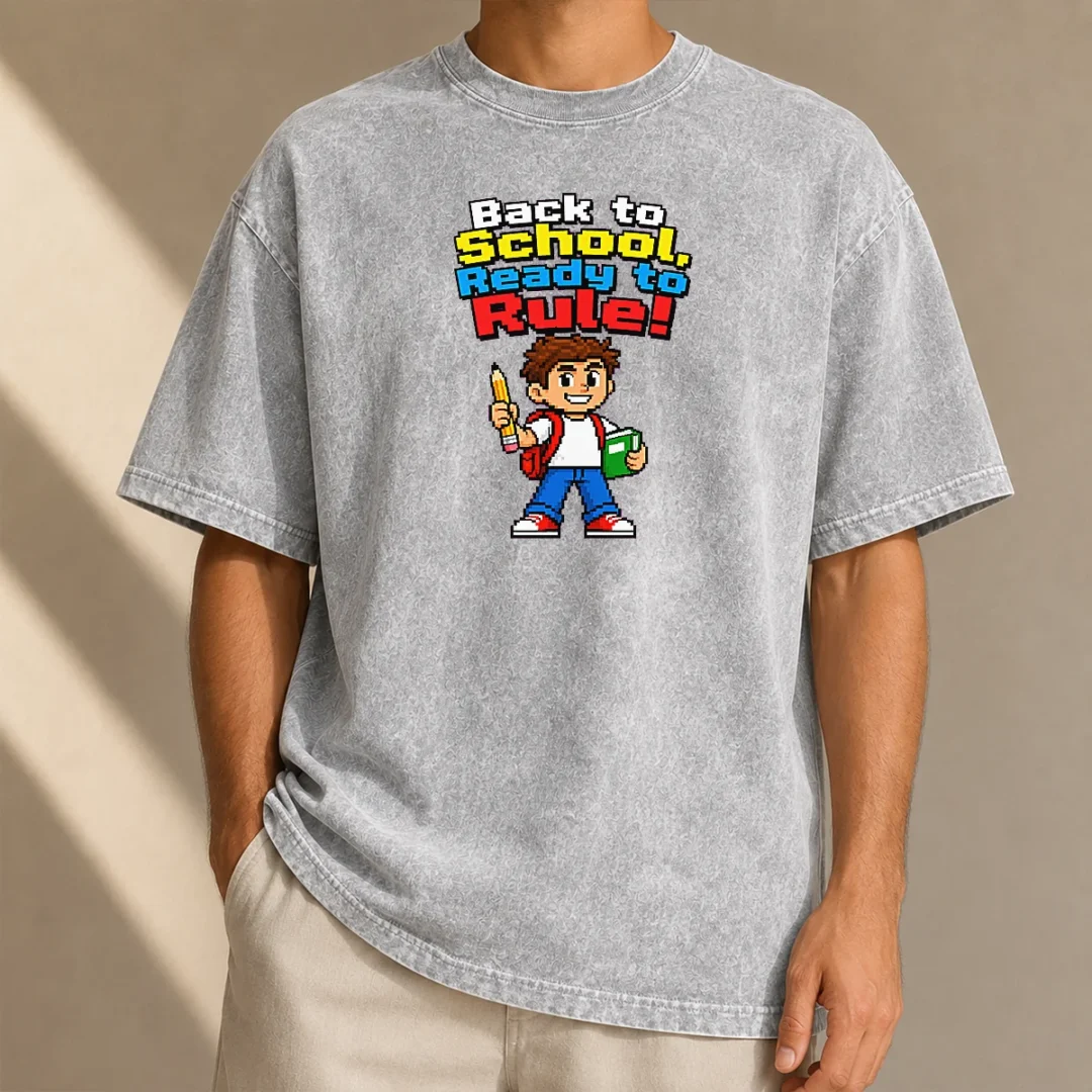 top-pretty-back-to-school-pixel-washed-t-shirt Top Pretty Back To School Pixel Washed T Shirt in soft cotton fabric with a relaxed fit