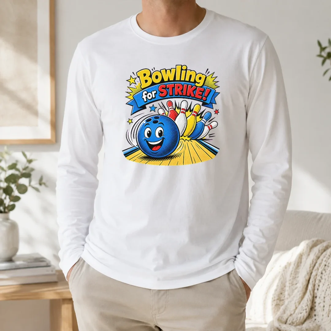 top-pretty-bowling-for-strike-cheerful-pop-art-long-sleeve-shirt