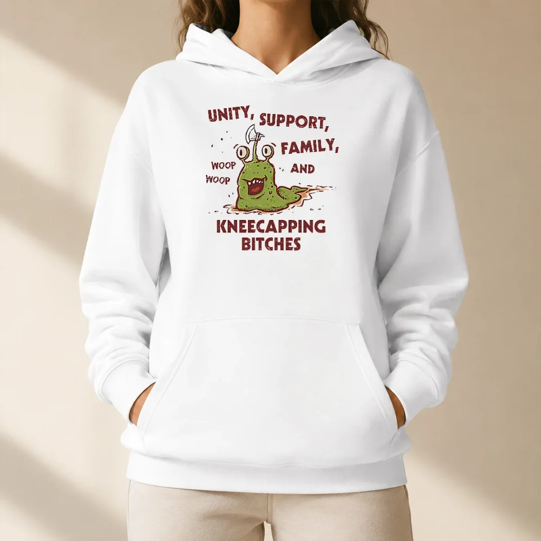 top-pretty-dungeon-crawler-carl-inspired-unity-support-and-family-and-kneecapping-bitches-hoodie-2 Top Pretty Dungeon Crawler Carl Inspired Unity Support And Family And Kneecapping Bitches Hoodie in black with bold graphic print