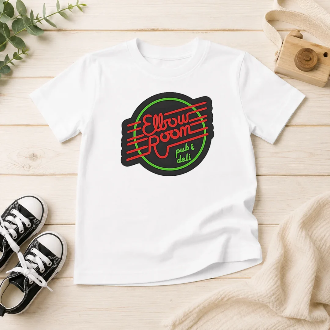 top-pretty-elbow-room-pub-and-deli-neon-sign-kids-t-shirt Top Pretty Elbow Room Pub And Deli Neon Sign Kids T-Shirt