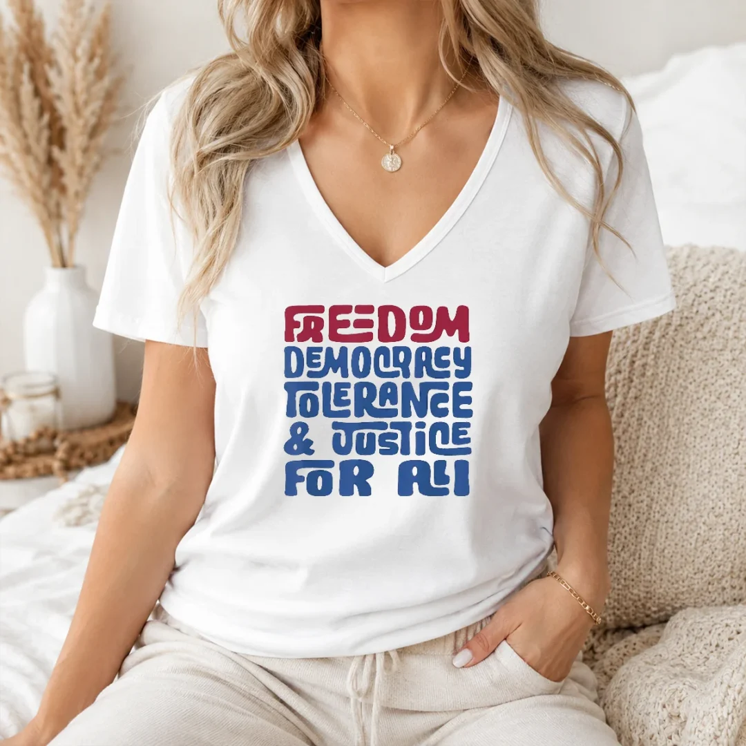 Top Pretty Freedom Democracy Tolerance Justice For All V Neck Shirt Top Pretty Freedom Democracy Tolerance Justice For All V-Neck Shirt