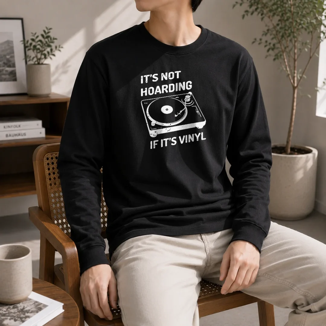 top-pretty-it-s-not-hoarding-if-it-s-vinyl-long-sleeve-shirt Top Pretty It'S Not Hoarding If It'S Vinyl Long Sleeve Shirt
