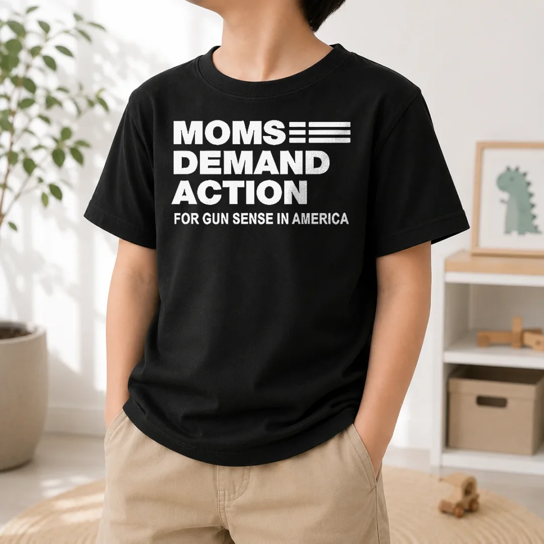 top-pretty-moms-demand-action-for-gun-sense-in-america-kids-t-shirt-kid-t-shirt Top Pretty Moms Demand Action For Gun Sense In America Kids T Shirt in bright blue, short sleeve cotton tee for children