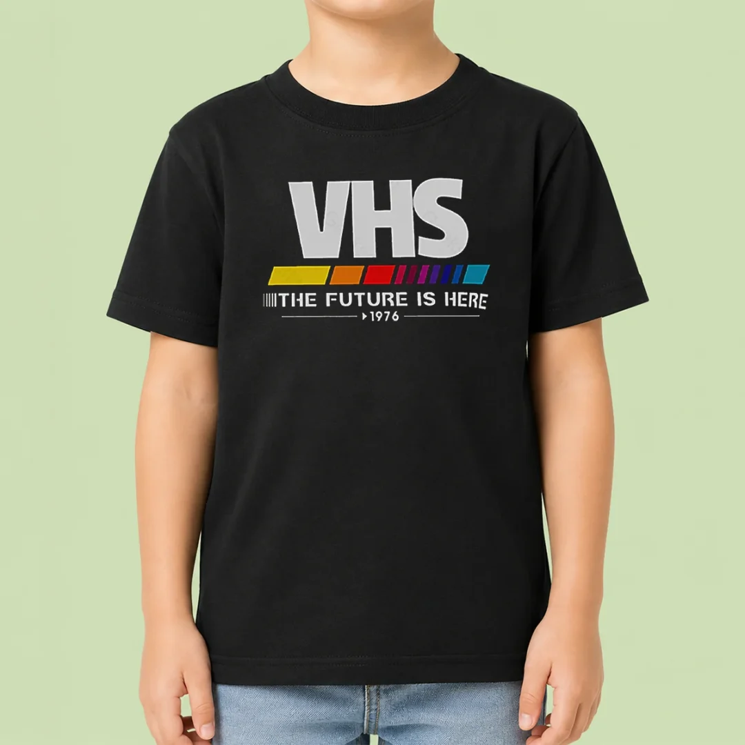top-pretty-vhs-the-future-is-here-kids-t-shirt Top Pretty VHS The Future Is Here Kids T-Shirt