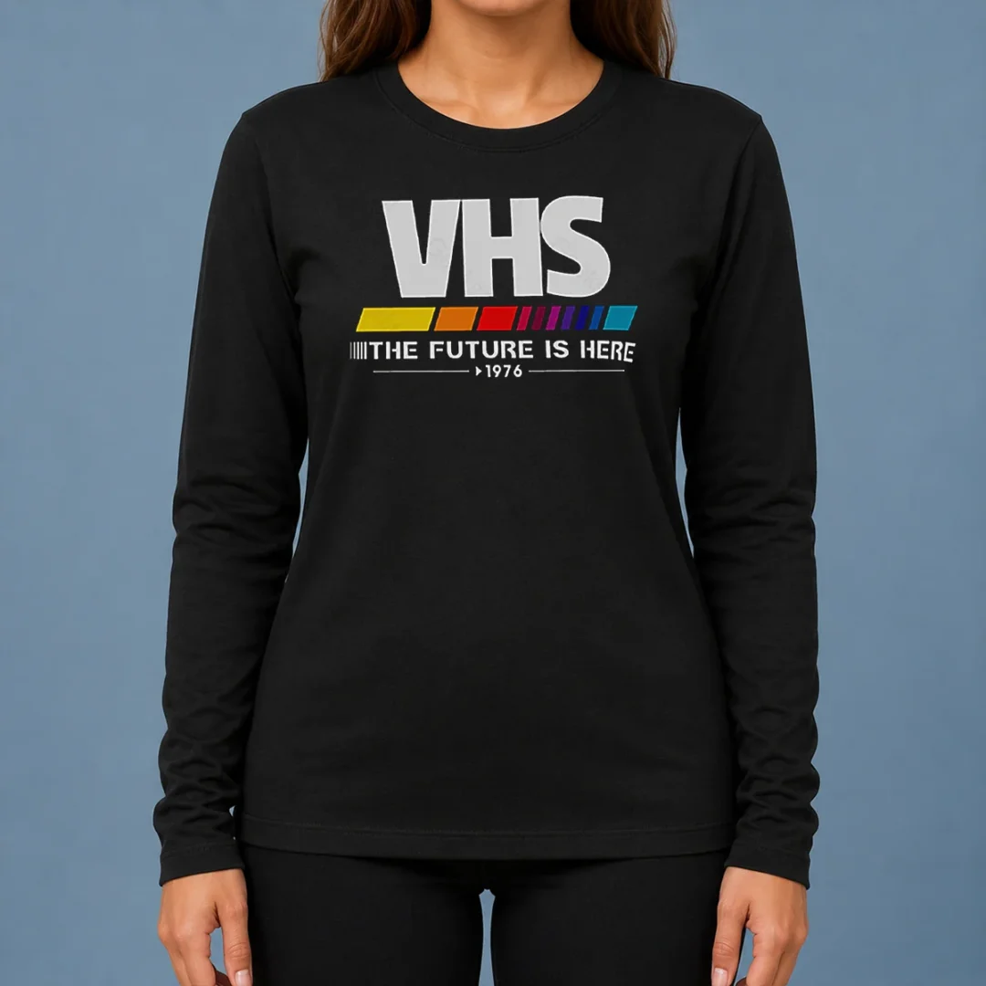 top-pretty-vhs-the-future-is-here-long-sleeve-shirt Top Pretty VHS The Future Is Here Long Sleeve Shirt