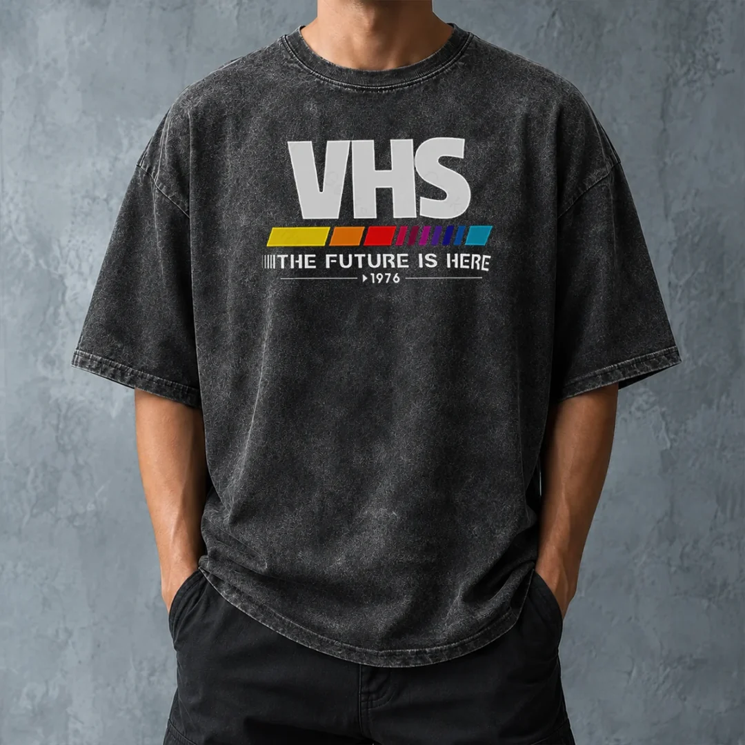 top-pretty-vhs-the-future-is-here-washed-t-shirt-washed-tshirt Top Pretty VHS The Future Is Here Washed T-Shirt