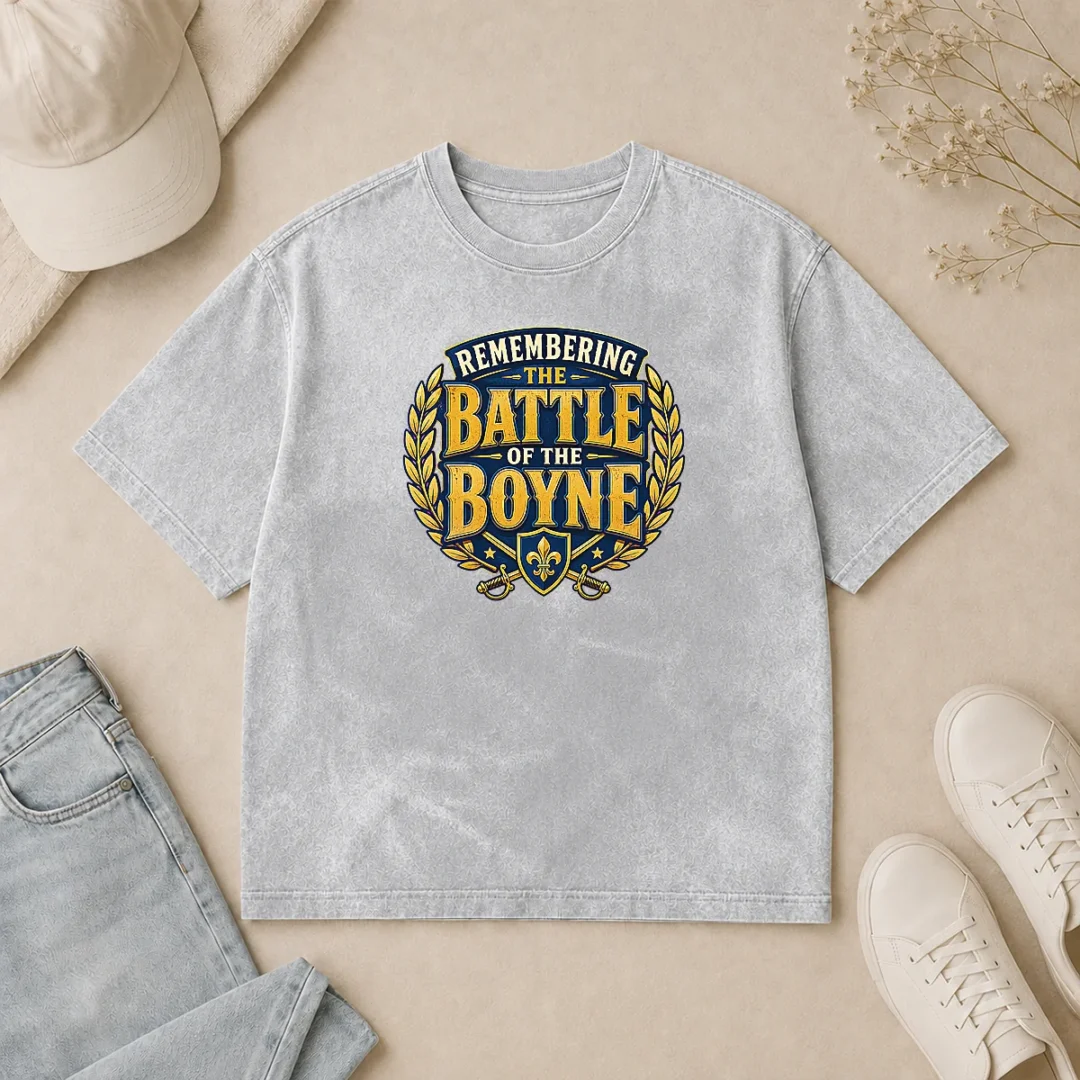 Top Pride In History Typography For Battle Of The Boyne Washed T Shirt Top Pride In History Typography For Battle Of The Boyne Washed T-Shirt