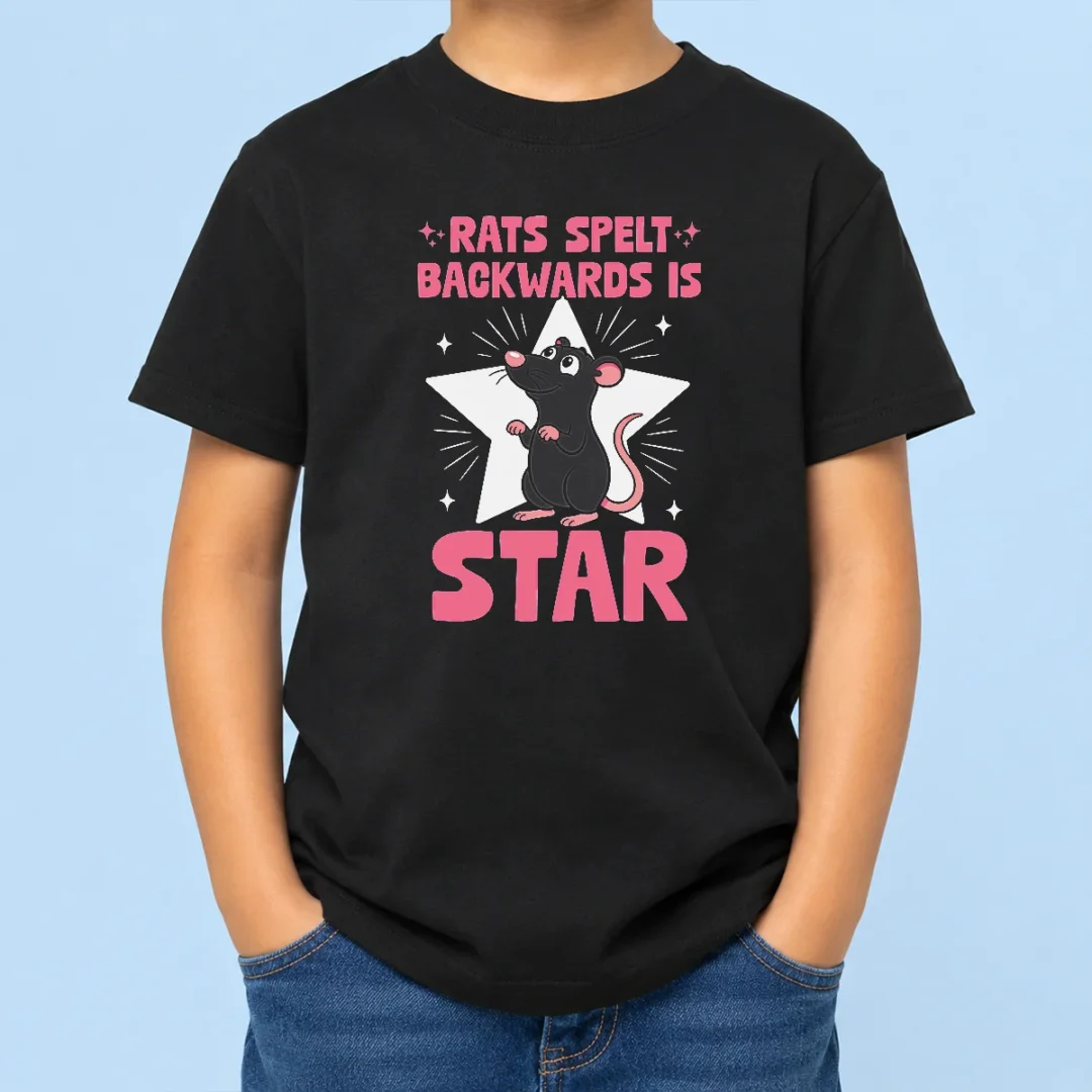 top-rat-humor-gift-rats-spelt-backwards-is-star-kids-t-shirt Top Rat Humor Gift Rats Spelt Backwards Is Star Kids T-Shirt
