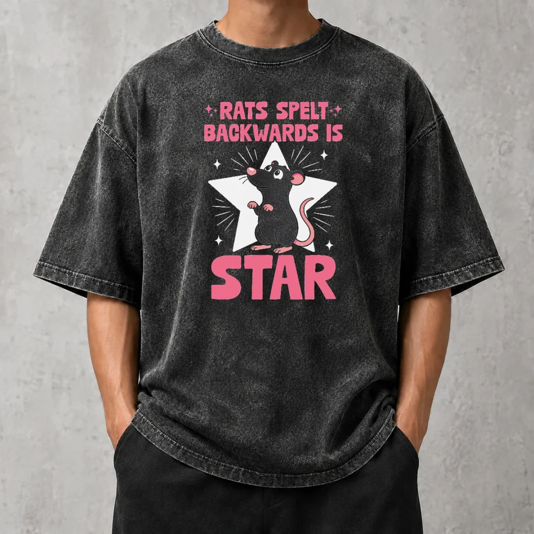top-rat-humor-gift-rats-spelt-backwards-is-star-washed-t-shirt Top Rat Humor Gift Rats Spelt Backwards Is Star Washed T-Shirt