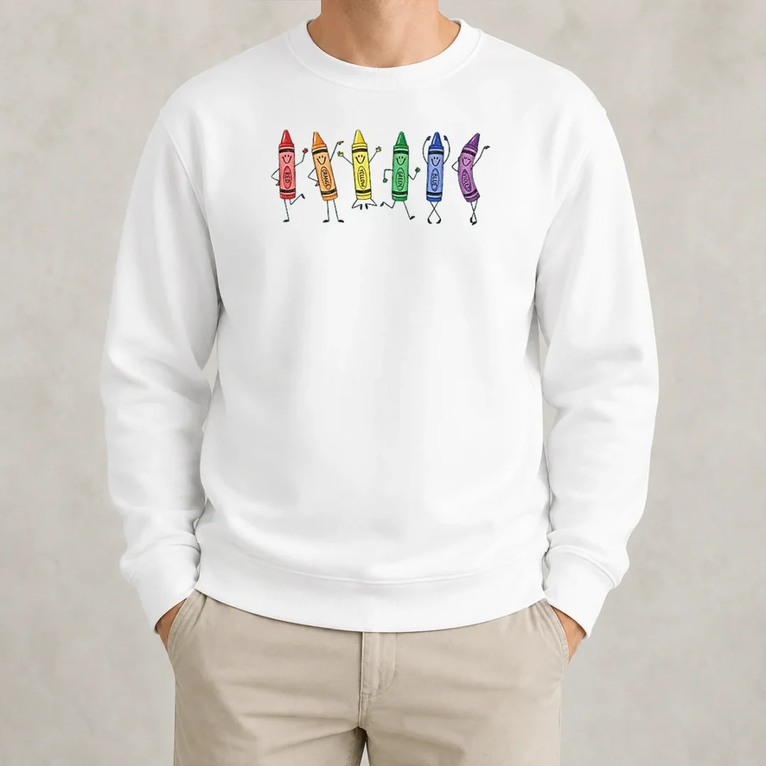 top-red-orange-yellow-green-blue-violet-crayon-characters-sweater Top Red Orange Yellow Green Blue Violet Crayon Characters Sweater
