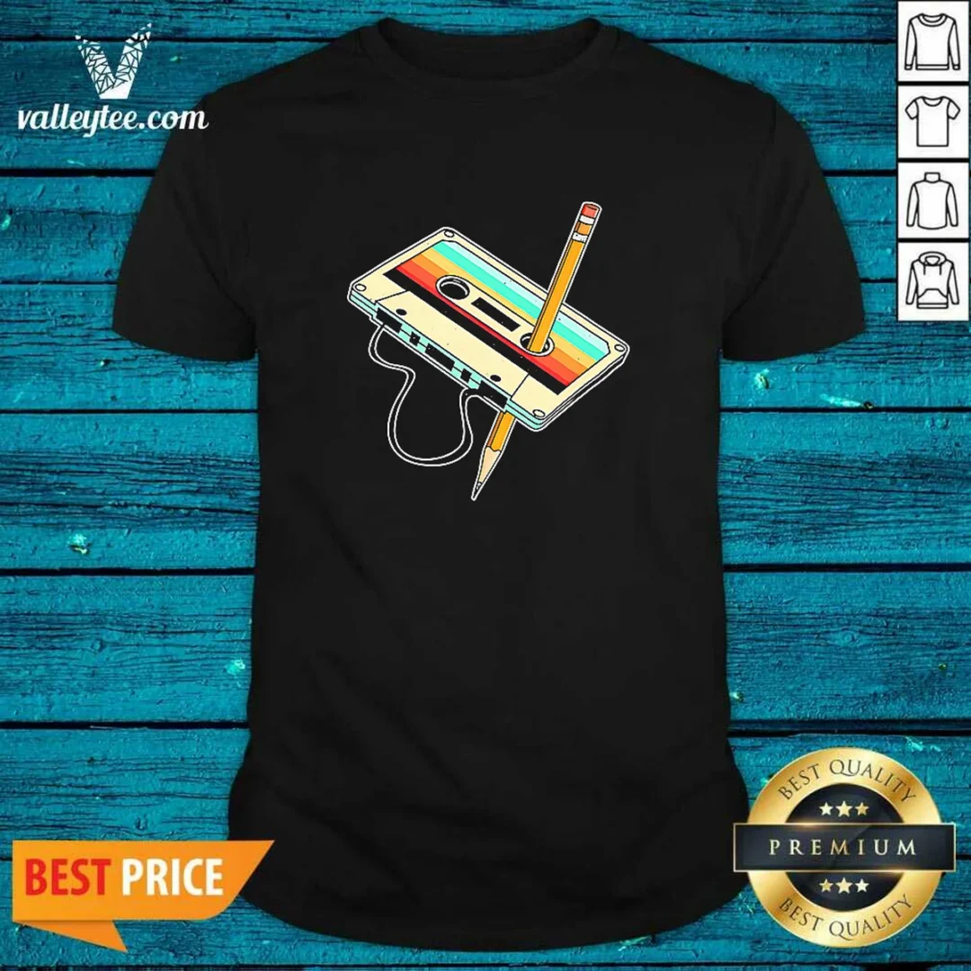 top-retro-cassette-tape-with-pencil-90s-nostalgia-shirt Top Retro Cassette Tape With Pencil 90s Nostalgia