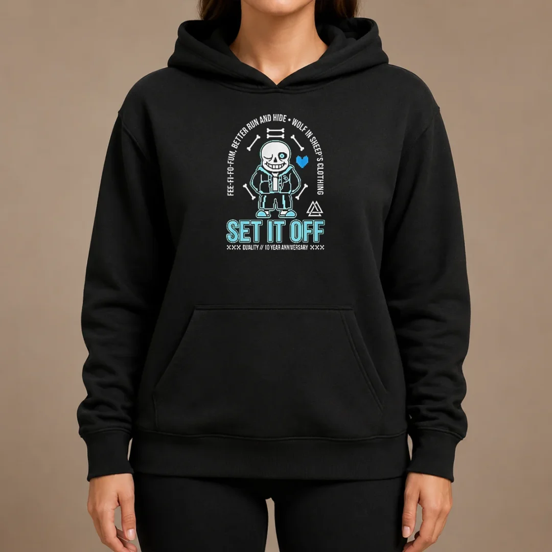 Top Set It Off Duality 10 Year Anniversary Undertale Sans Skeleton Hoodie Top Set It Off Duality 10 Year Anniversary Undertale Sans Skeleton Hoodie