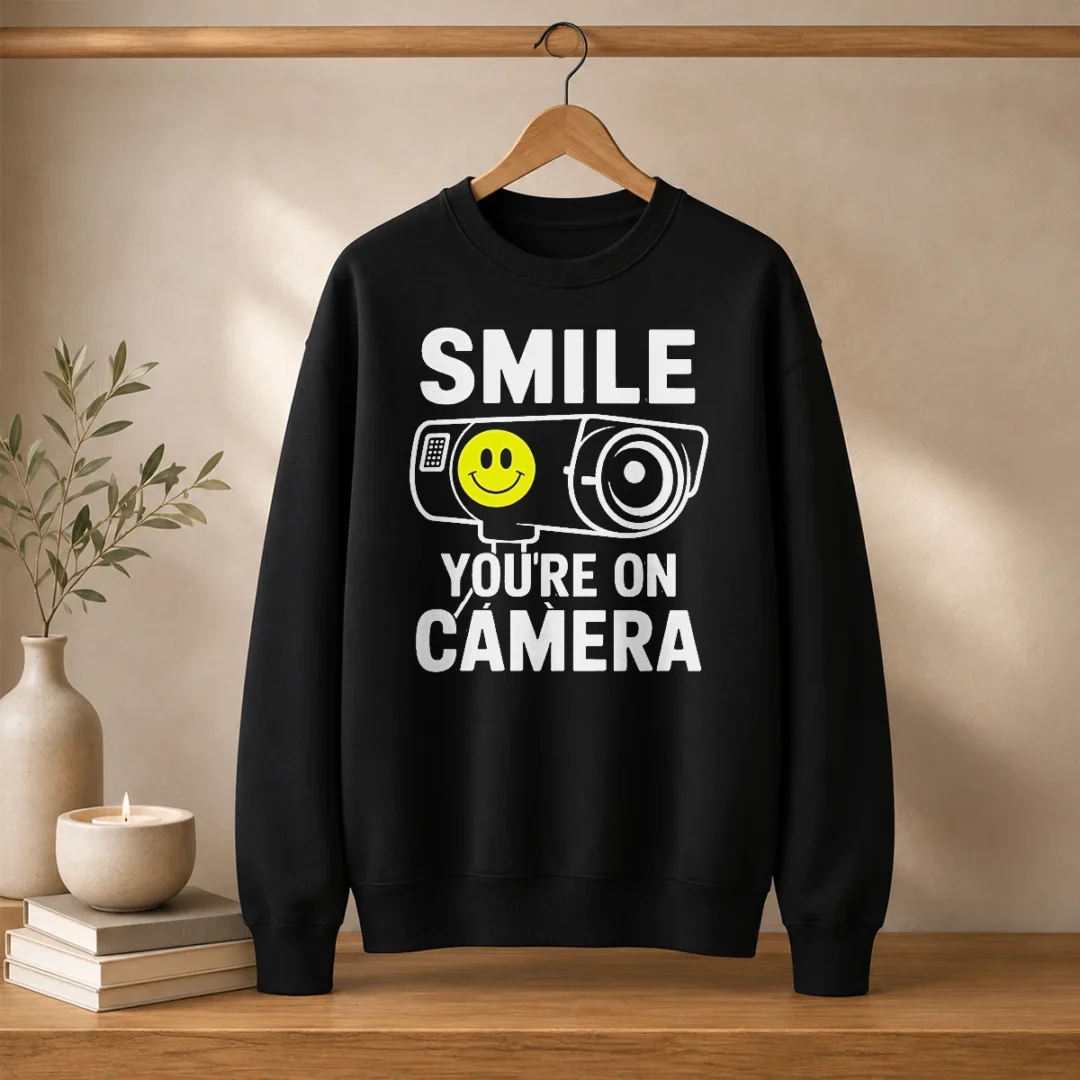 top-smile-you-re-on-camera-security-camera-with-smiley-face-sweater Top Smile You'Re On Camera Security Camera With Smiley Face Sweater