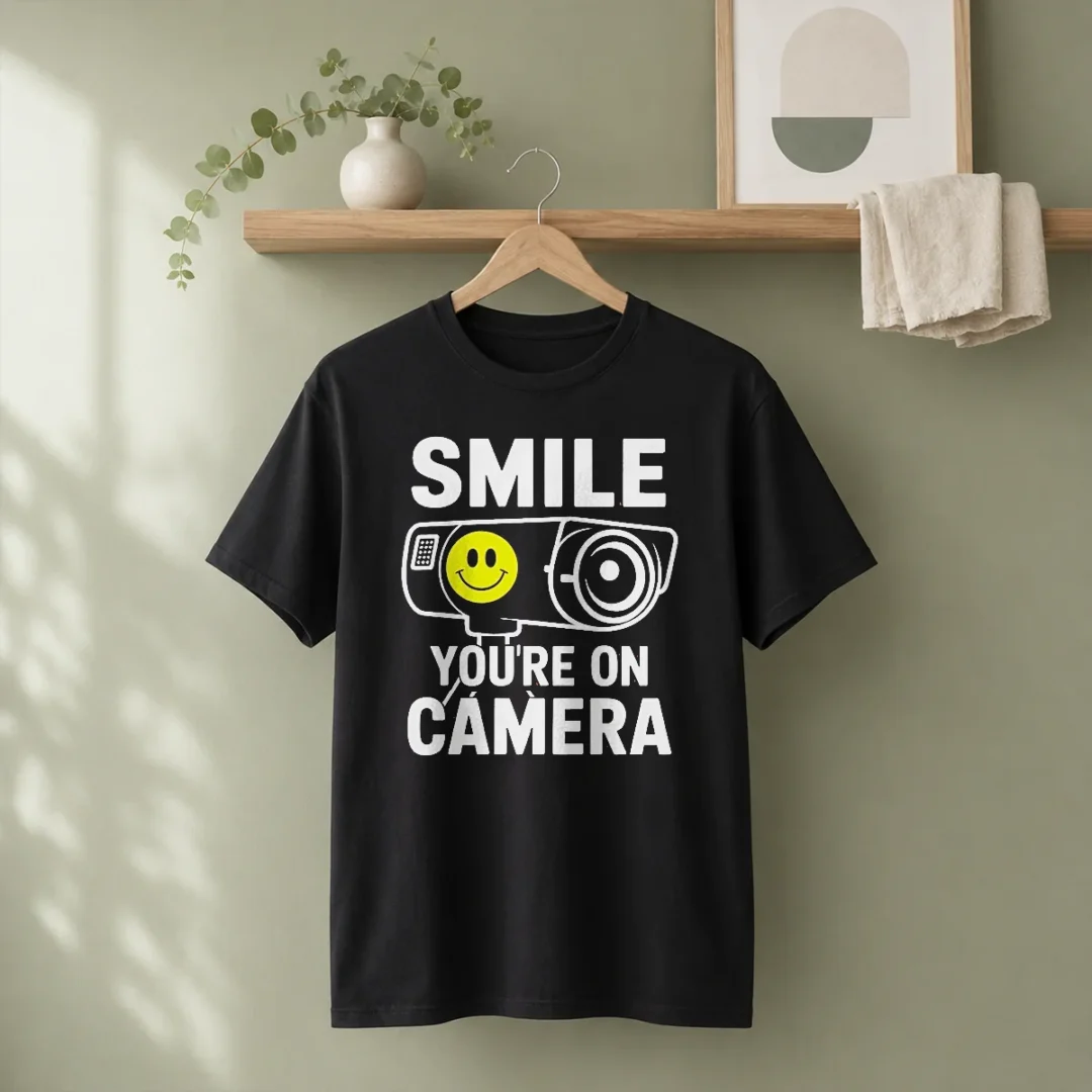 top-smile-you-re-on-camera-security-camera-with-smiley-face-t-shirt Top Smile You'Re On Camera Security Camera With Smiley Face