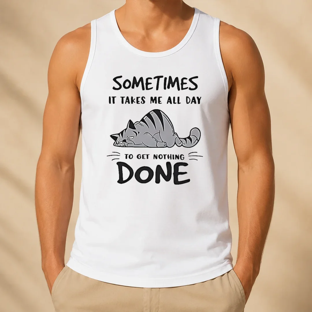 top-sometimes-it-takes-me-all-day-to-get-nothing-done-cat-tank-top Top Sometimes It Takes Me All Day To Get Nothing Done Cat Tank Top