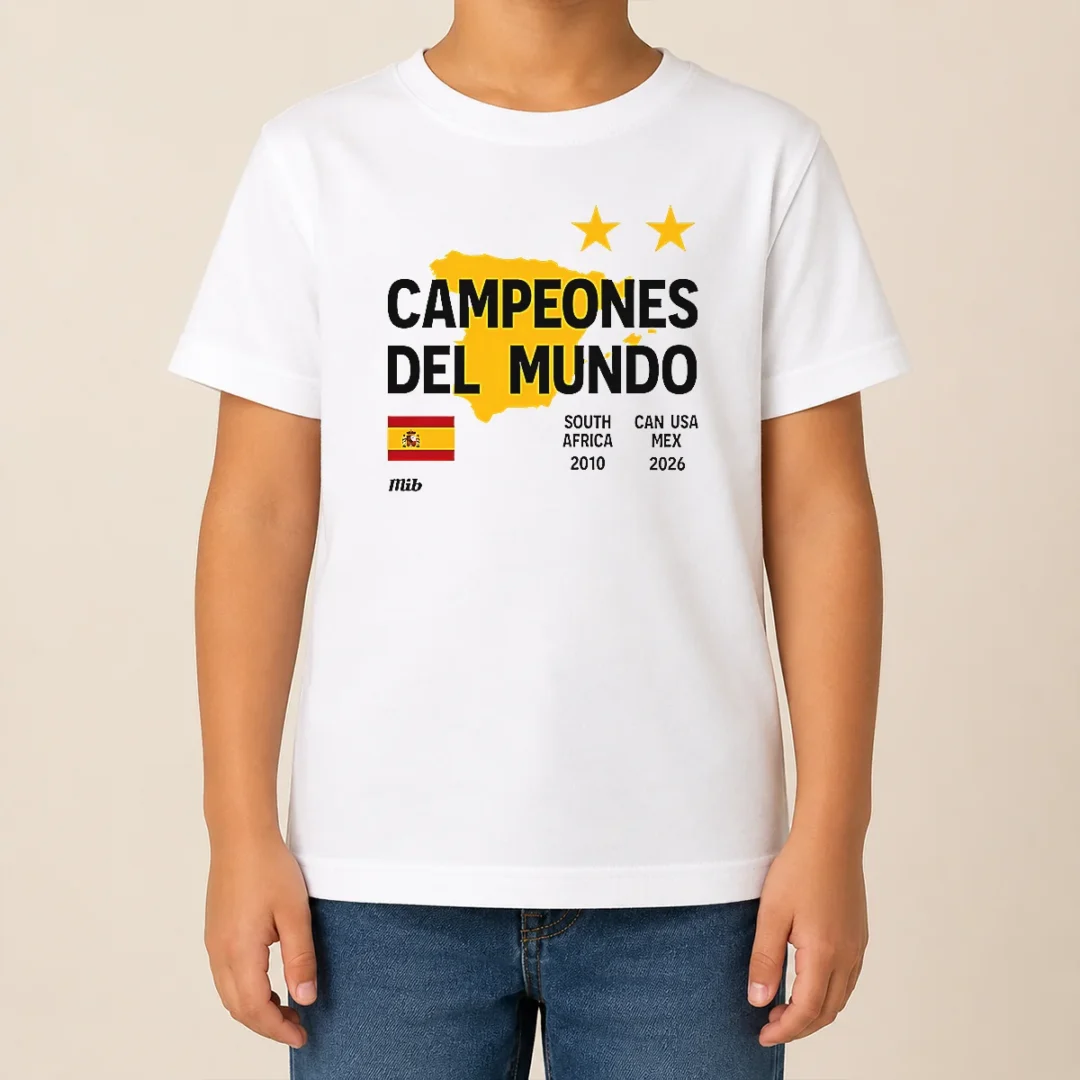 Top Spain Campeones Del Mundo 2010 South Africa And 2026 World Cup Kids T Shirt Top Spain Campeones Del Mundo 2010 South Africa And 2026 World Cup Kids T-Shirt