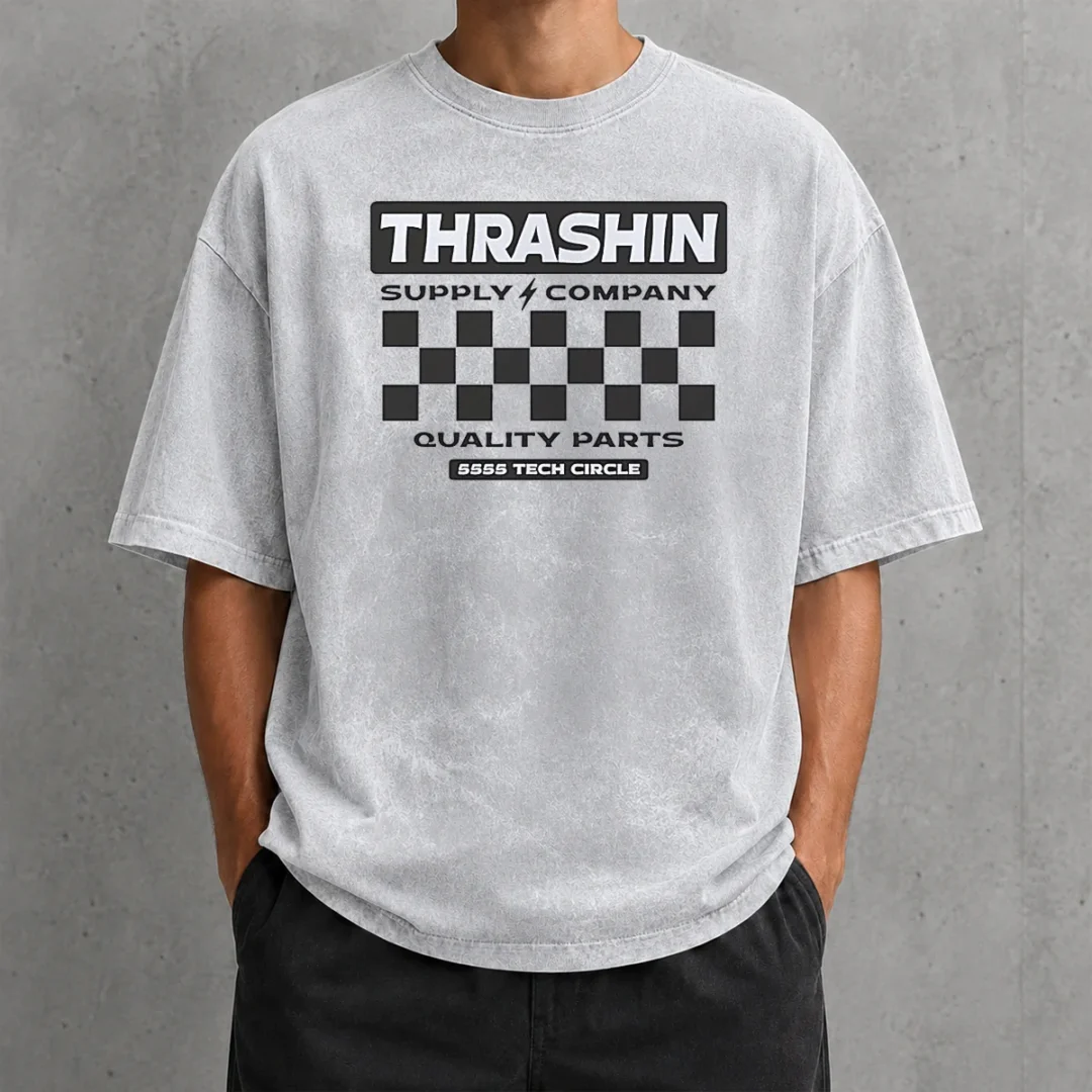 top-thrashin-supply-company-quality-parts-washed-t-shirt Top Thrashin Supply Company Quality Parts Washed T Shirt in soft cotton with vintage wash finish