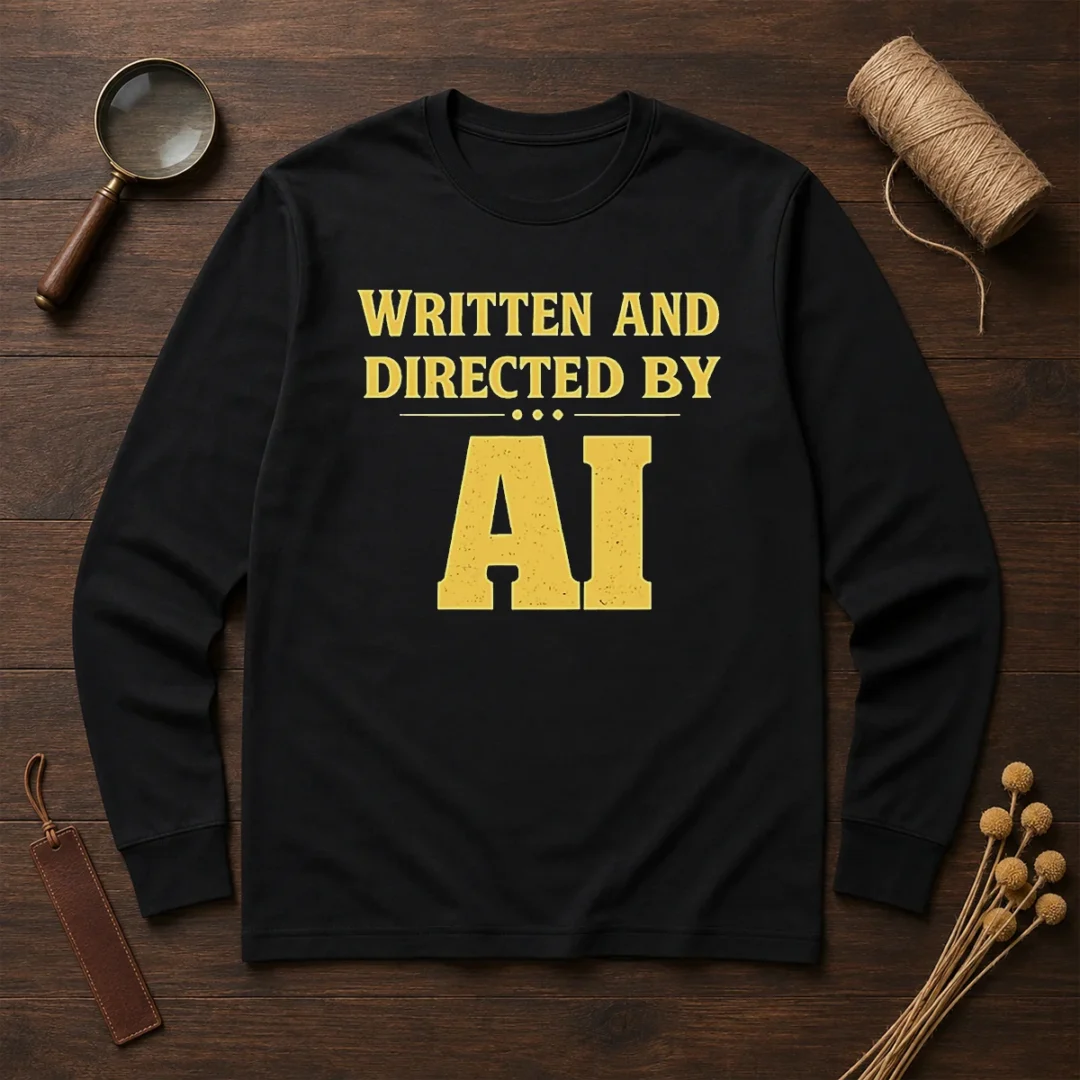 top-written-and-directed-by-ai-bold-text-long-sleeve-shirt Top Written And Directed By AI Bold Text Long Sleeve Shirt