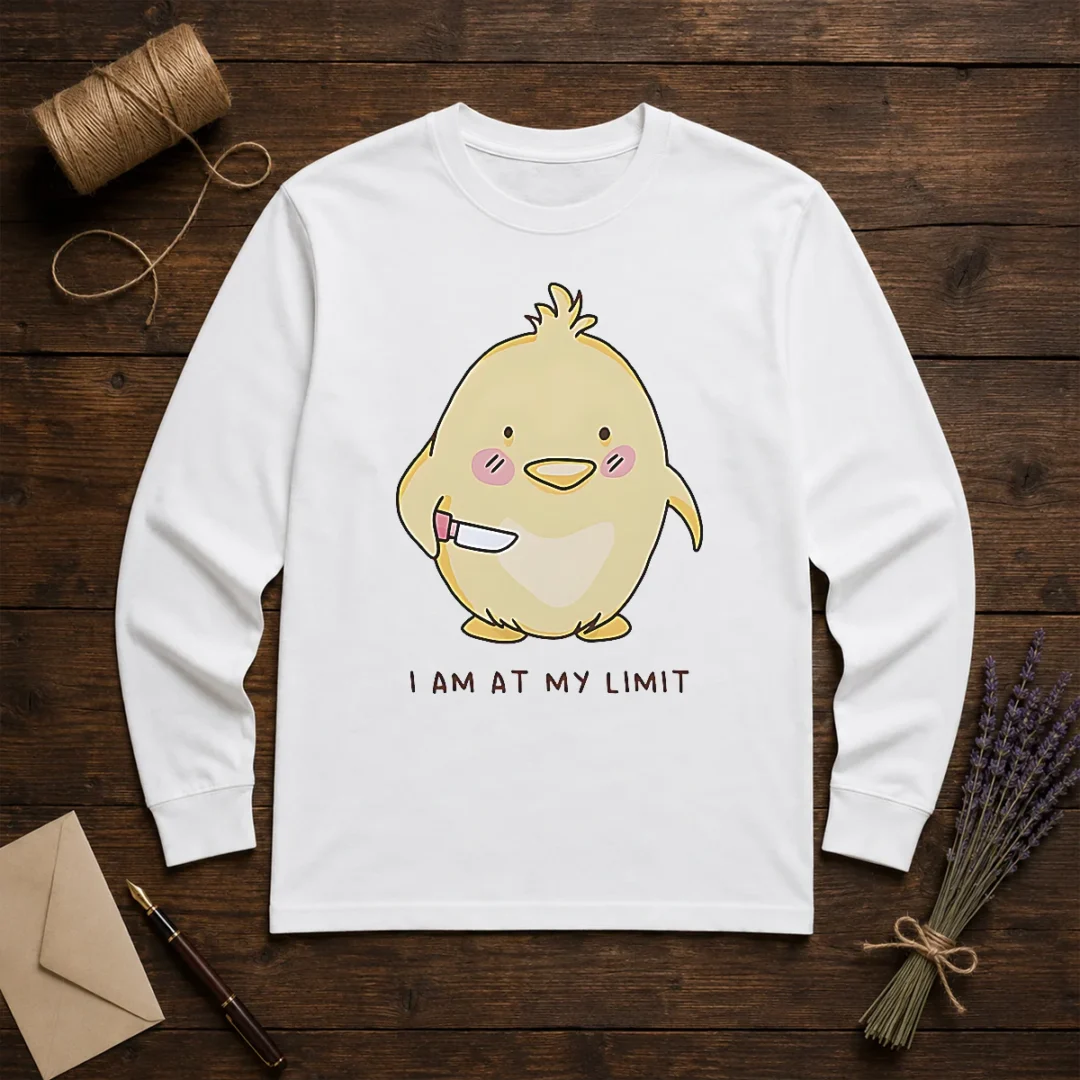 top-yellow-chick-holding-knife-i-am-at-my-limit-long-sleeve-shirt Top Yellow Chick Holding Knife I Am At My Limit Long Sleeve Shirt