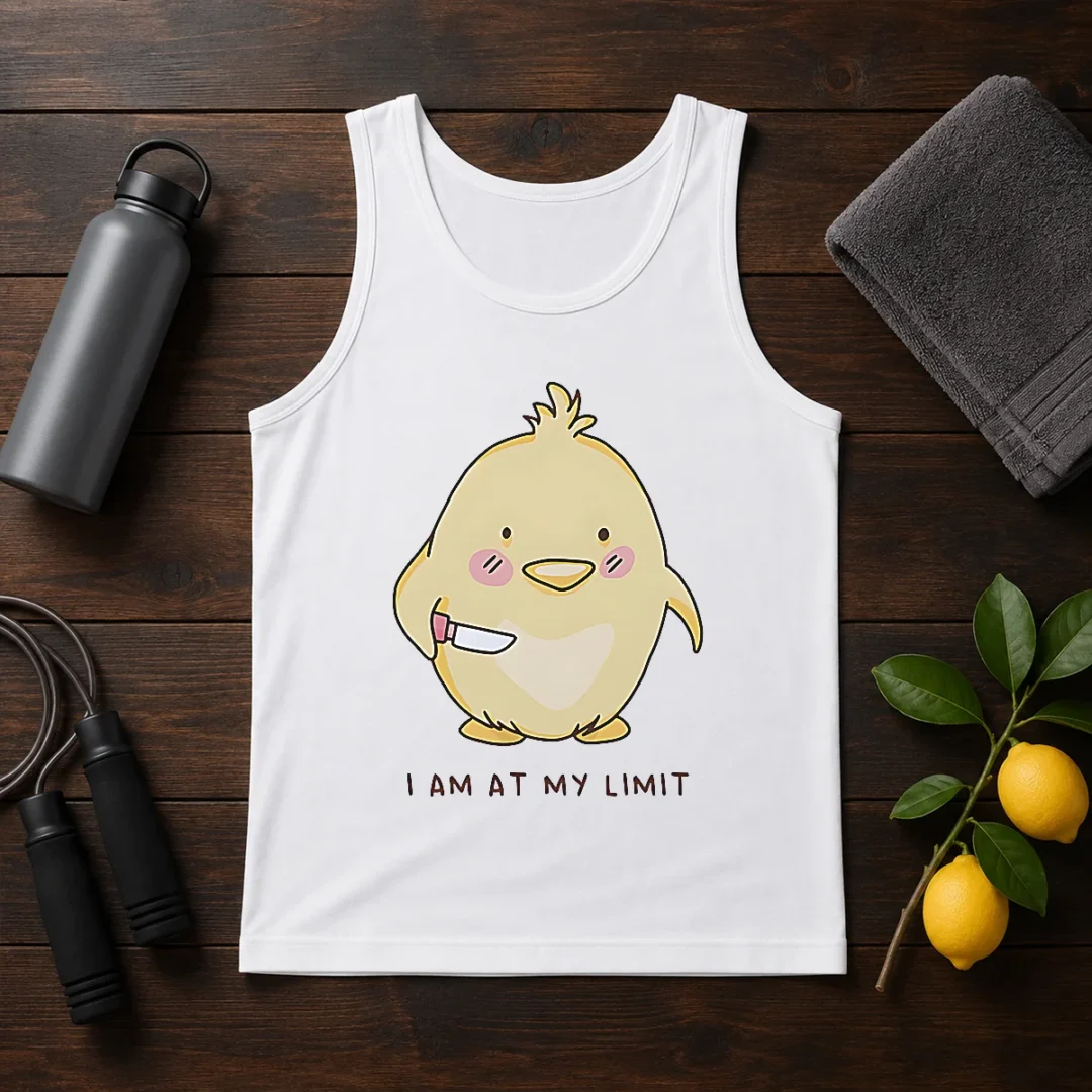 top-yellow-chick-holding-knife-i-am-at-my-limit-tank-top Top Yellow Chick Holding Knife I Am At My Limit Tank Top