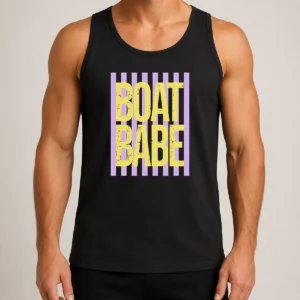 Pretty Retro Stripes Sunshine Boat Babe Tank Top