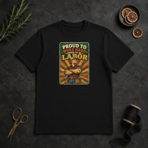 Top Labour Day Proud Blue Collar Worker Vintage