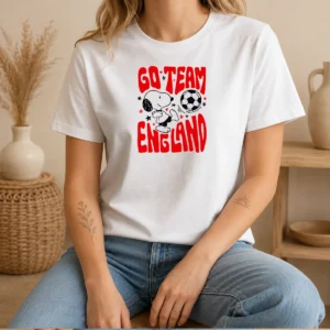 Premium Snoopy England Go Team England World Cup 2026 t shirt featuring a classic crew neck and short sleeves
