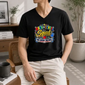 Awesome Cute Cartoon Back To School Squad Student V-Neck Shirt