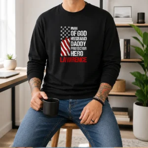 Premium Man Of God Husband Dad Protector Hero Long Sleeve Shirt