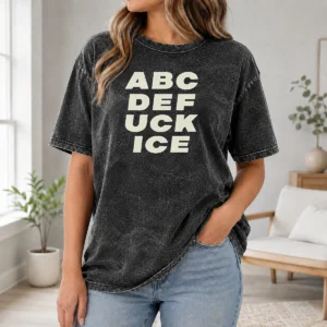 Pretty Ethan Nestor A B C D E Fuck ICE Washed T-Shirt