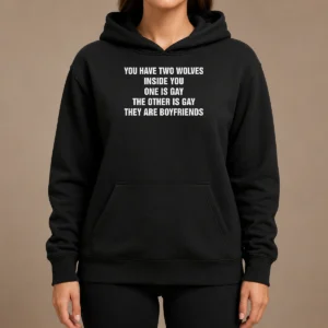 Premium You Have Two Wolves Inside You One Is Gay The Other Is Gay They Are Boyfriends Text Hoodie