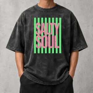 Funny Salty Soul Retro Stripes Sunshine Washed T-Shirt