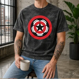 Hot Captain America Marvel Cinematic Universe UEFA Champions Washed T-Shirt