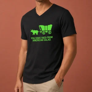 Good You Have Died V Neck Shirt in black with short sleeves and a comfortable fit