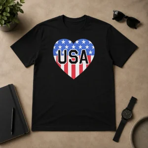 Funny USA Heart Flag Emblem Patriotic
