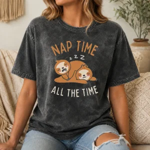 Nice Hot Nap Time All The Time Washed T-Shirt