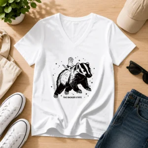 Premium Gary Riding Badger Ivory Heavyweight V-Neck Shirt