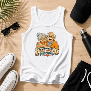Pretty Grandparents Day Cartoon Honoring Family Heartbeat Tank Top