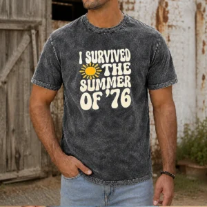 Pretty I Survived The Summer Of 76 1976 Vintage Washed T-Shirt